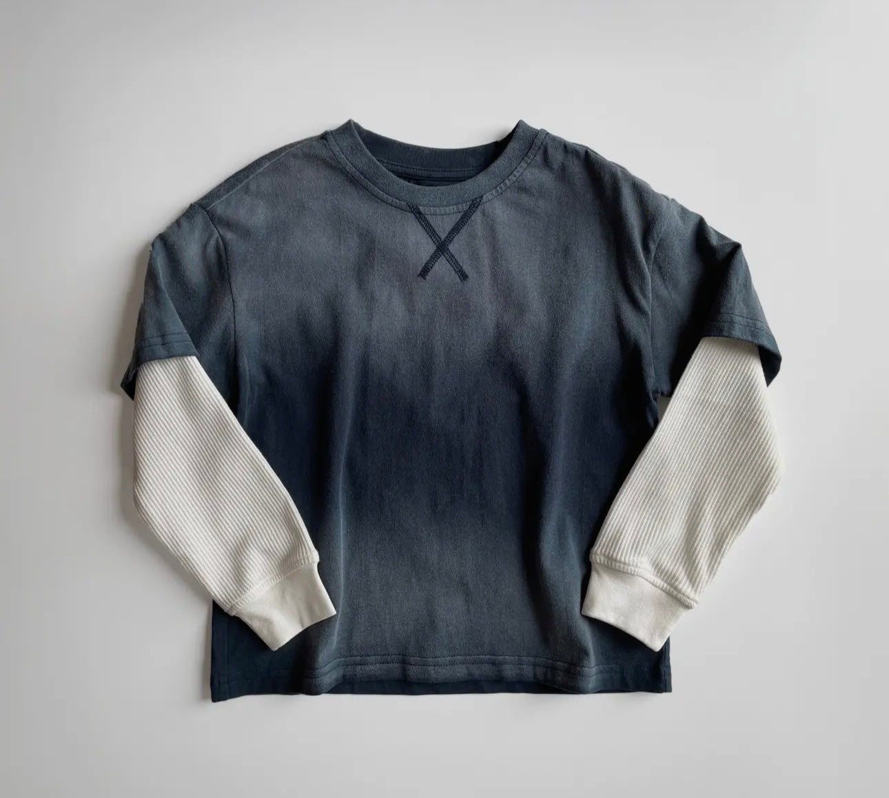 Navy Waffled Layered Tee